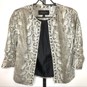 Fabulous Furs Snakeskin Print Faux Vegan Leather Crop Blazer